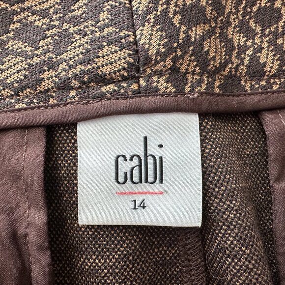 Like New Cabi Director Trouser Style #4505 - Brown & Black Gold Print Sz 14 - Picture 5 of 16